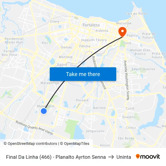 Final Da Linha (466) - Planalto Ayrton Senna to Uninta map