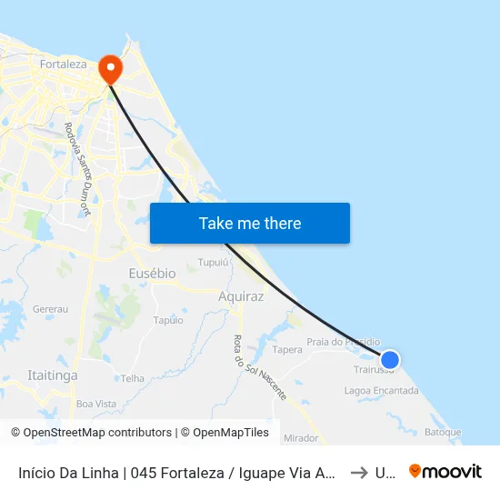 Início Da Linha | 045 Fortaleza / Iguape Via Aquiraz (São Benedito) - Barro Preto to Uninta map