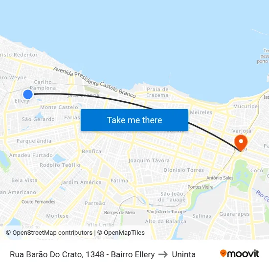 Rua Barão Do Crato, 1348 - Bairro Ellery to Uninta map