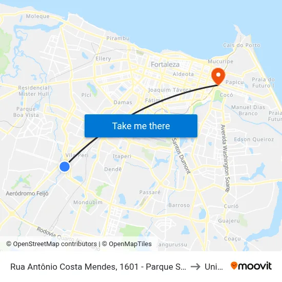 Rua Antônio Costa Mendes, 1601 - Parque São José to Uninta map