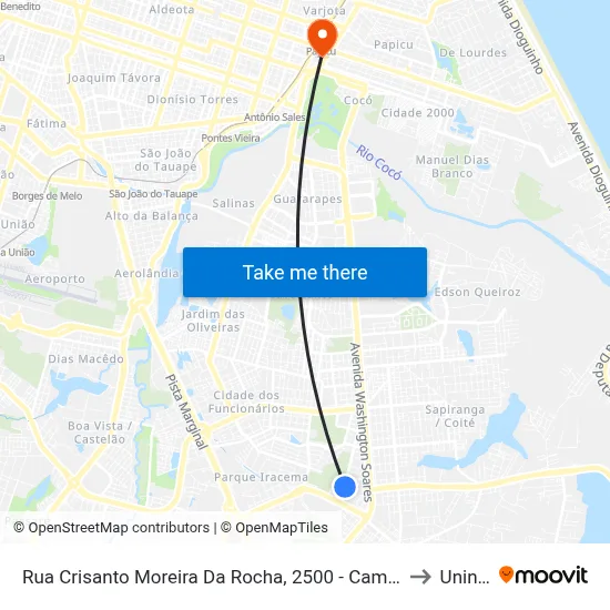 Rua Crisanto Moreira Da Rocha, 2500 - Cambeba to Uninta map