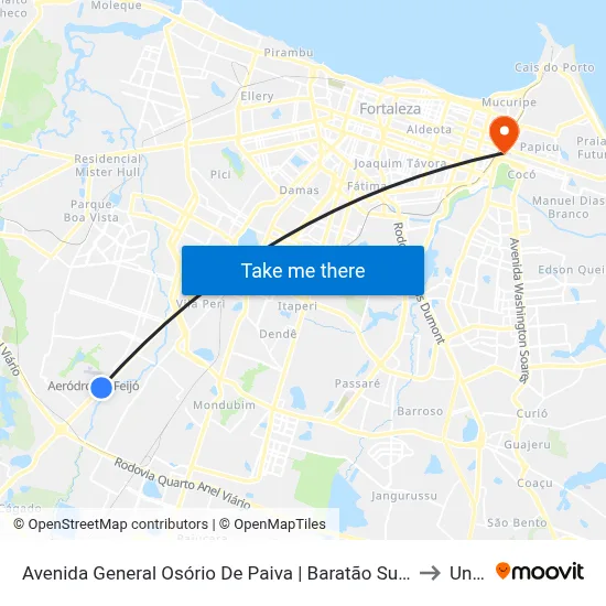Avenida General Osório De Paiva | Baratão Supermercado - Siqueira to Uninta map