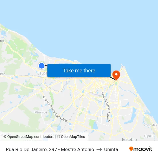 Rua Rio De Janeiro, 297 - Mestre Antônio to Uninta map