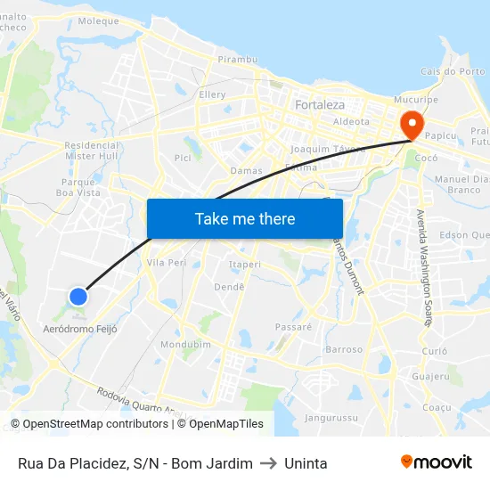 Rua Da Placidez, S/N - Bom Jardim to Uninta map