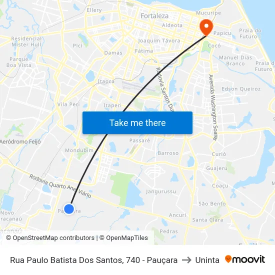 Rua Paulo Batista Dos Santos, 740 - Pauçara to Uninta map