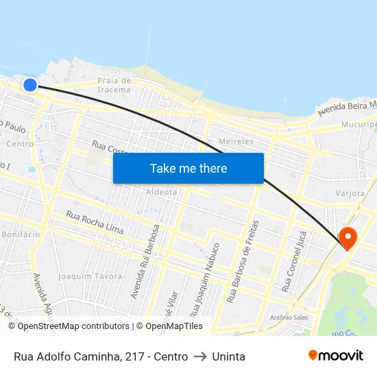 Rua Adolfo Caminha, 217 - Centro to Uninta map