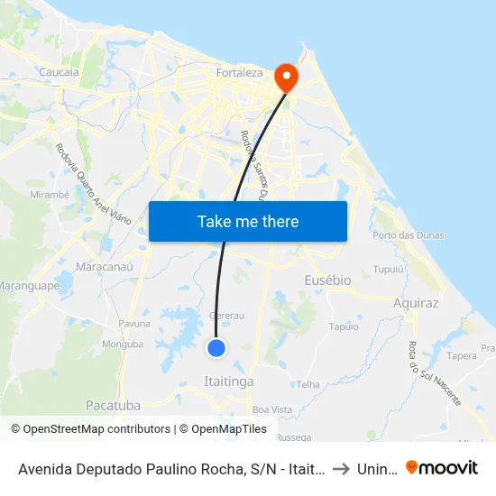 Avenida Deputado Paulino Rocha, S/N - Itaitinga to Uninta map