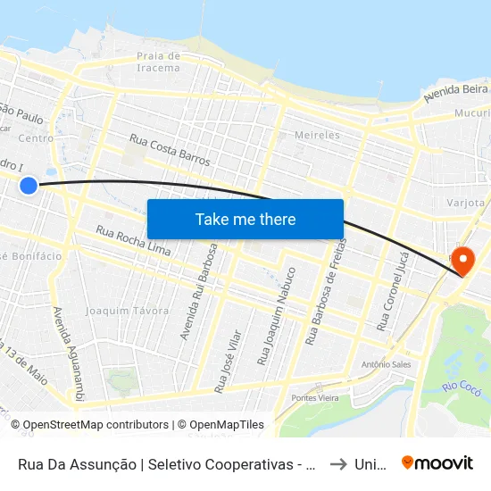 Rua Da Assunção | Seletivo Cooperativas - Centro to Uninta map
