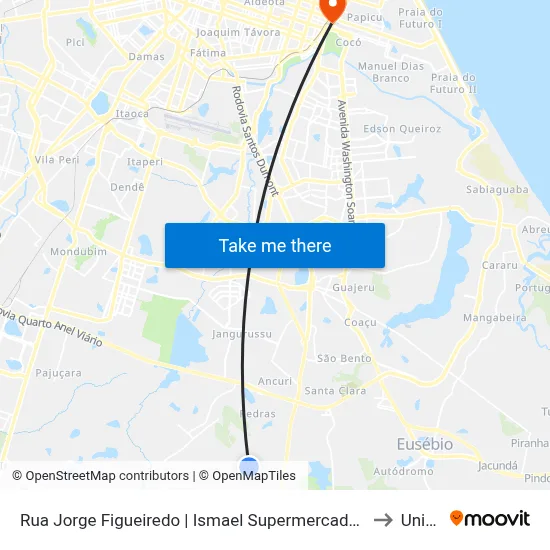 Rua Jorge Figueiredo | Ismael Supermercados - Jabuti to Uninta map