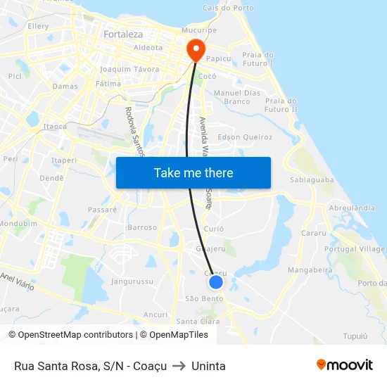 Rua Santa Rosa, S/N - Coaçu to Uninta map