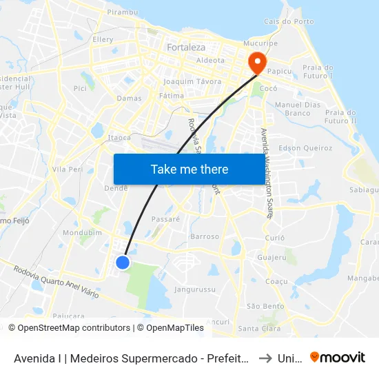 Avenida I | Medeiros Supermercado - Prefeito José Walter to Uninta map