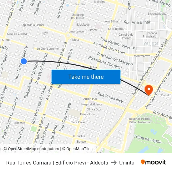 Rua Torres Câmara | Edifício Previ - Aldeota to Uninta map