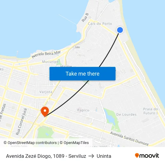 Avenida Zezé Diogo, 1089 - Serviluz to Uninta map