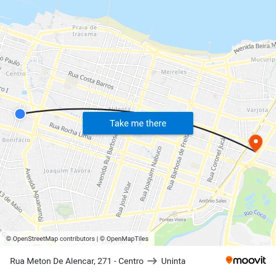 Rua Meton De Alencar, 271 - Centro to Uninta map