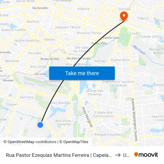 Rua Pastor Ezequias Martins Ferreira | Capela Menino Jesus De Praga - Passaré to Uninta map