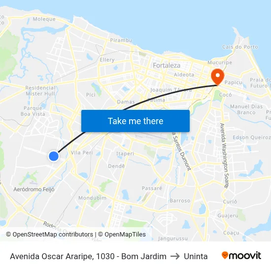 Avenida Oscar Araripe, 1030 - Bom Jardim to Uninta map