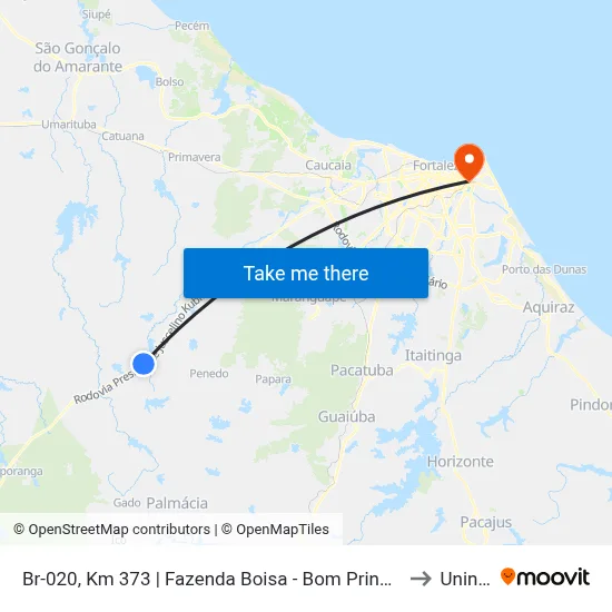 Br-020, Km 373 | Fazenda Boisa - Bom Princípio to Uninta map