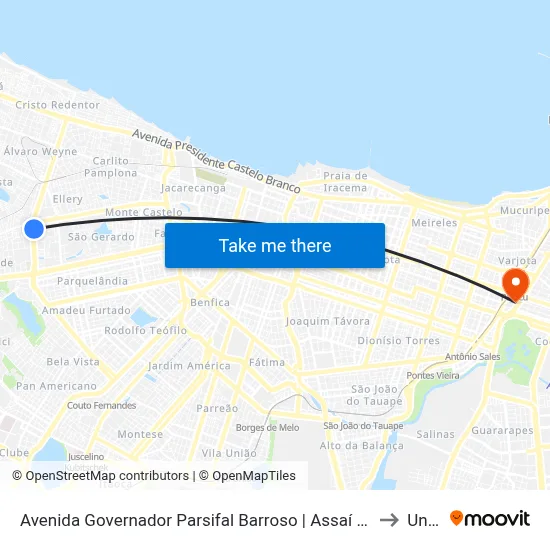 Avenida Governador Parsifal Barroso | Assaí - Presidente Kennedy to Uninta map