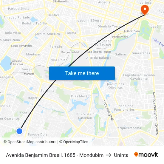 Avenida Benjamim Brasil, 1685 - Mondubim to Uninta map