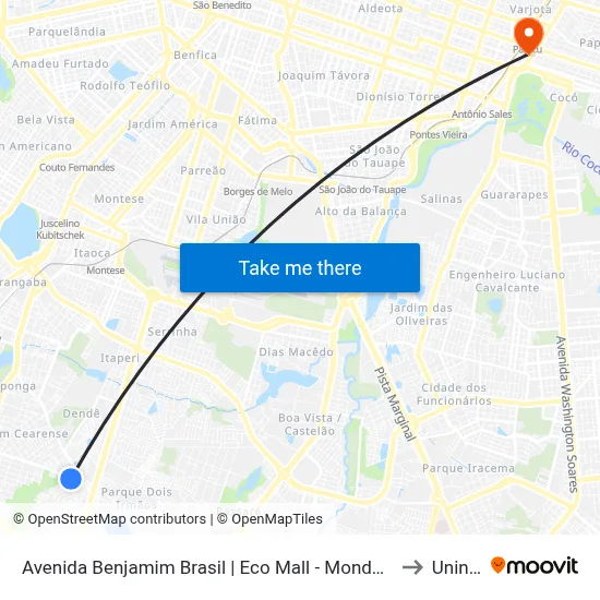 Avenida Benjamim Brasil | Eco Mall - Mondubim to Uninta map