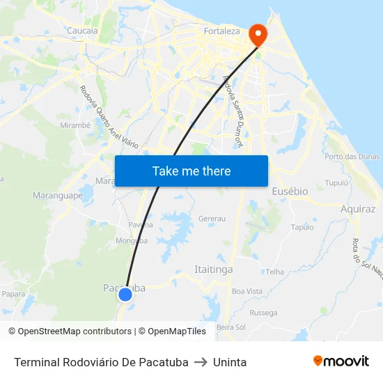 Terminal Rodoviário De Pacatuba to Uninta map