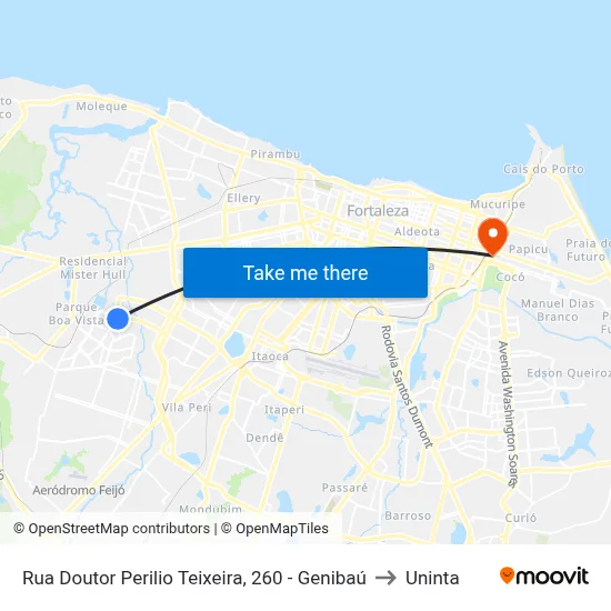 Rua Doutor Perilio Teixeira, 260 - Genibaú to Uninta map