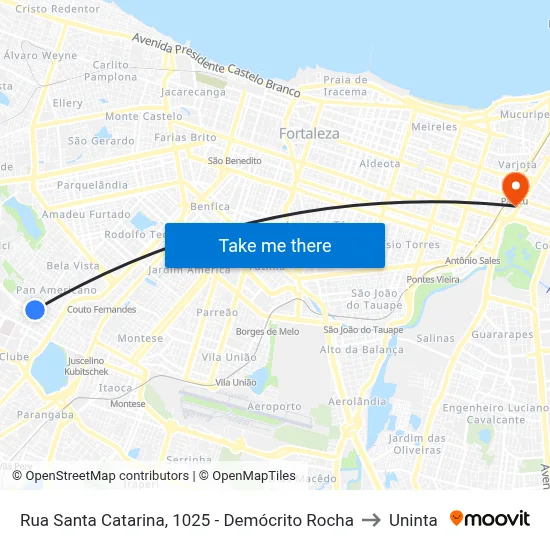 Rua Santa Catarina, 1025 - Demócrito Rocha to Uninta map
