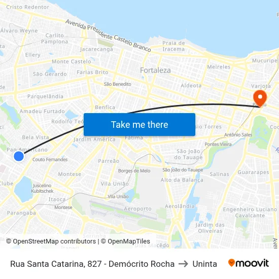 Rua Santa Catarina, 827 - Demócrito Rocha to Uninta map