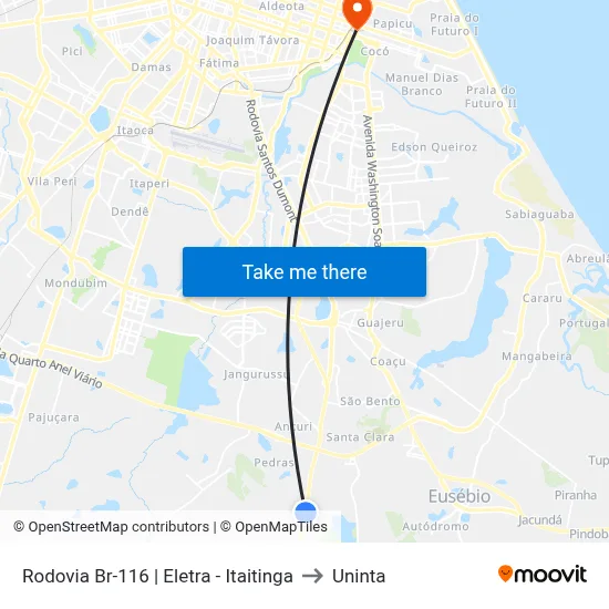 Rodovia Br-116 | Eletra - Itaitinga to Uninta map