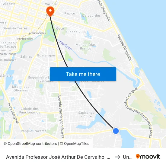 Avenida Professor José Arthur De Carvalho, S/N - Lagoa Redonda to Uninta map