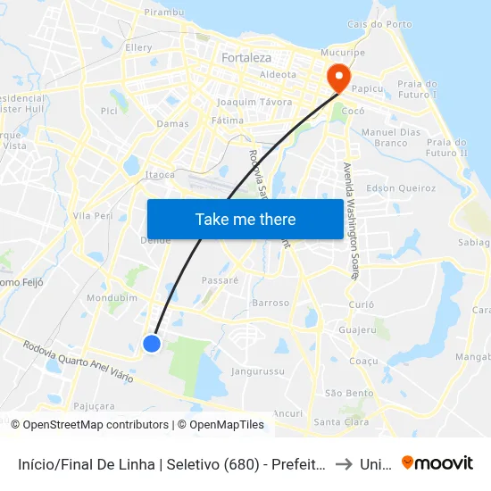 Início/Final De Linha | Seletivo (680) - Prefeito José Walter to Uninta map