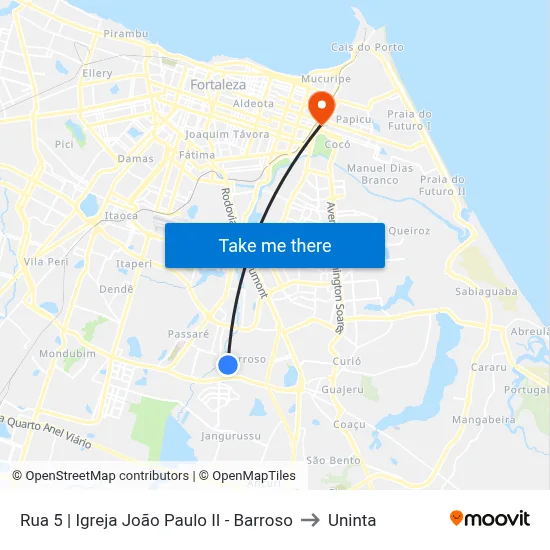 Rua 5 | Igreja João Paulo II - Barroso to Uninta map