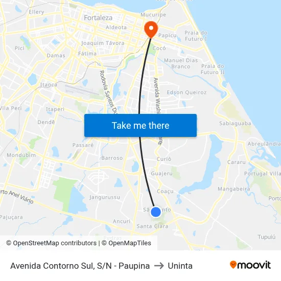Avenida Contorno Sul, S/N - Paupina to Uninta map