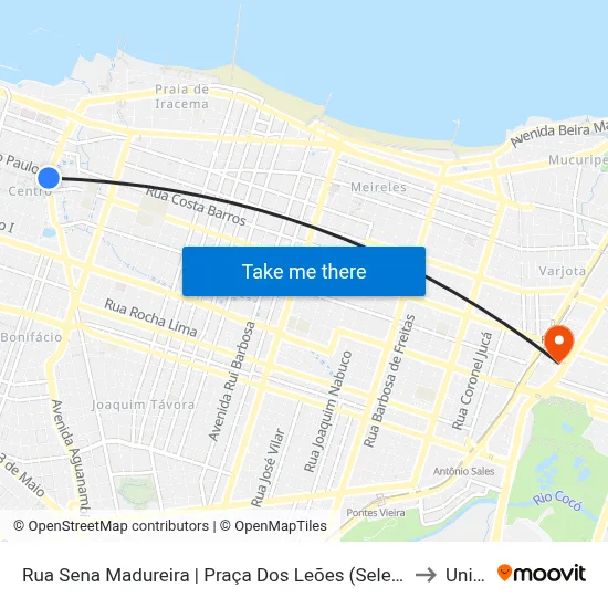 Rua Sena Madureira | Praça Dos Leões (Seletivo 638/906) to Uninta map