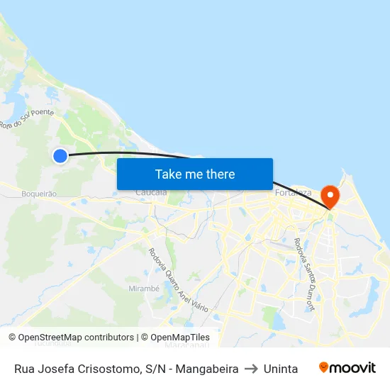 Rua Josefa Crisostomo, S/N - Mangabeira to Uninta map