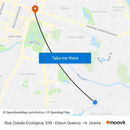 Rua Cidade Ecológica, 539 - Edson Queiroz to Uninta map