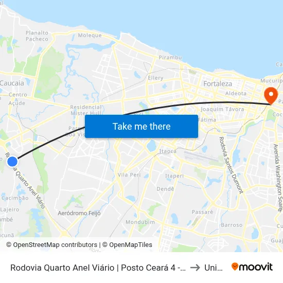 Rodovia Quarto Anel Viário | Posto Ceará 4 - Tôco to Uninta map