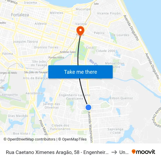 Rua Caetano Ximenes Aragão, 58 - Engenheiro Luciano Cavalcante to Uninta map