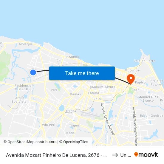 Avenida Mozart Pinheiro De Lucena, 2676 - Quintino Cunha to Uninta map