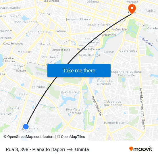 Rua 8, 898 - Planalto Itaperi to Uninta map