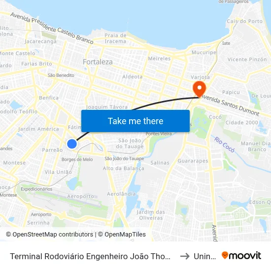 Terminal Rodoviário Engenheiro João Thomé to Uninta map