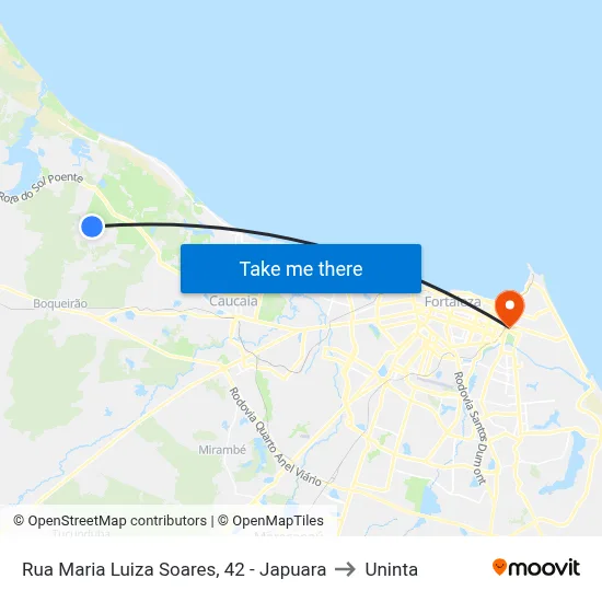 Rua Maria Luiza Soares, 42 - Japuara to Uninta map