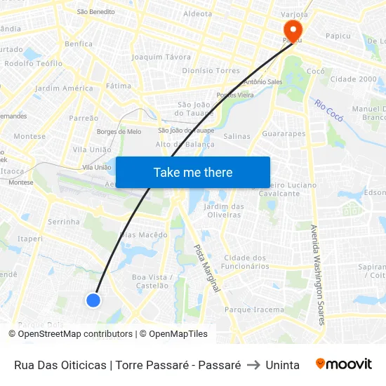 Rua Das Oiticicas | Torre Passaré - Passaré to Uninta map