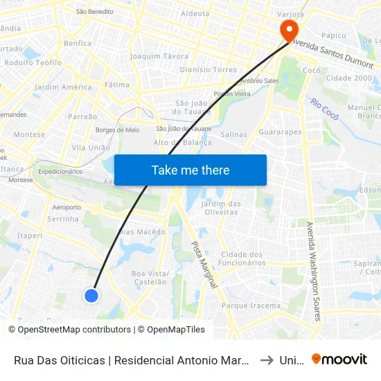 Rua Das Oiticicas | Residencial Antonio Marques - Passaré to Uninta map