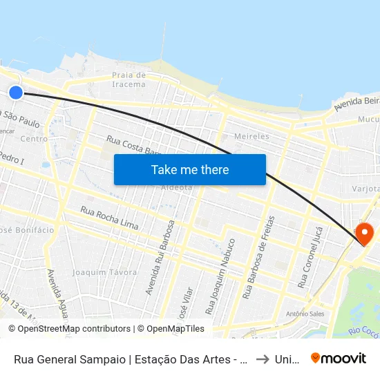 Rua General Sampaio | Estação Das Artes - Centro to Uninta map