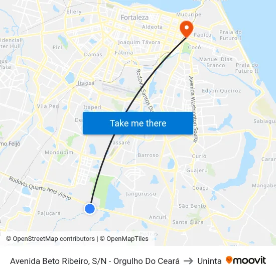 Avenida Beto Ribeiro, S/N - Orgulho Do Ceará to Uninta map