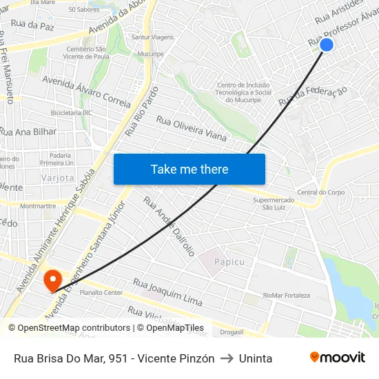 Rua Brisa Do Mar, 951 - Vicente Pinzón to Uninta map