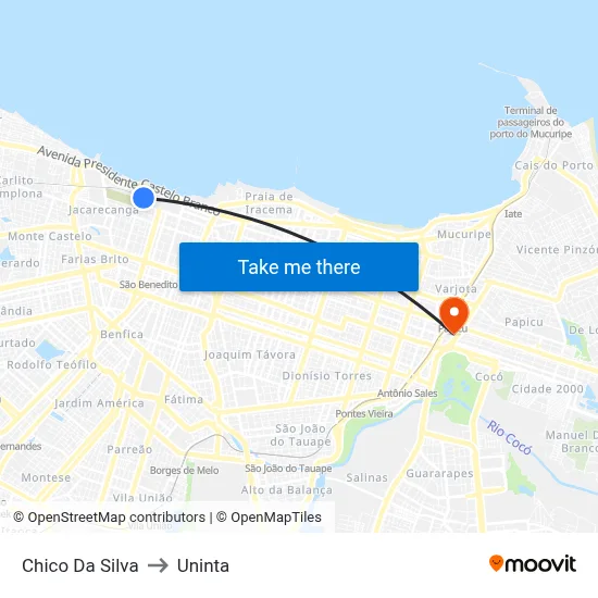 Chico Da Silva to Uninta map