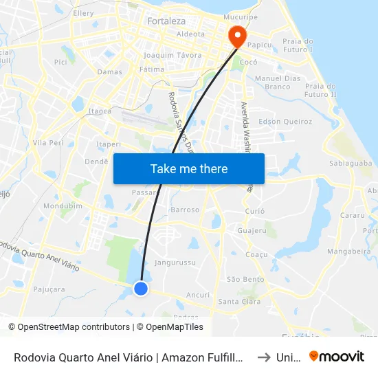 Rodovia Quarto Anel Viário | Amazon Fulfillment - Ancuri to Uninta map