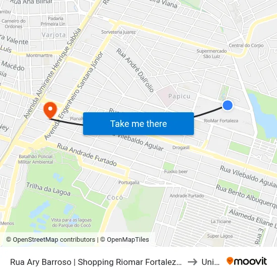 Rua Ary Barroso | Shopping Riomar Fortaleza - Papicu to Uninta map